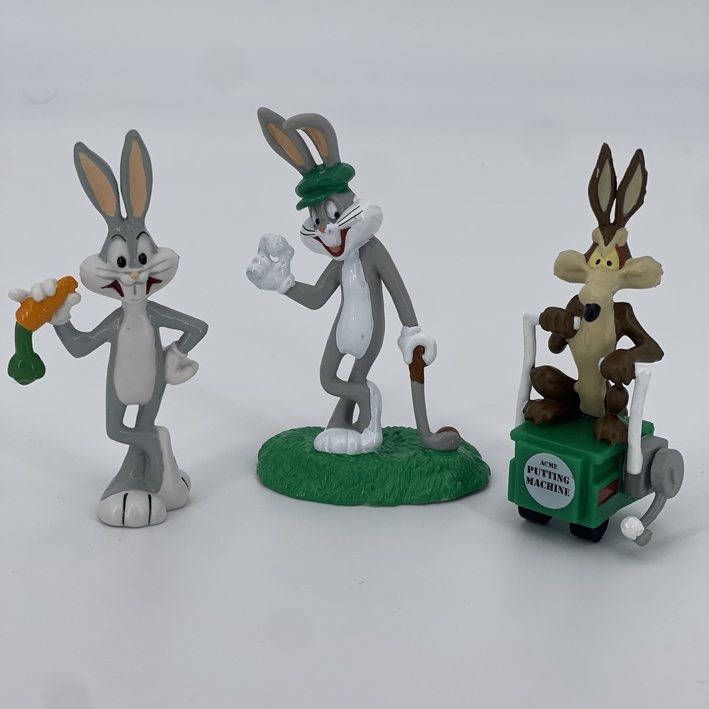 Vintage Looney Tunes Bugs Bunny Golfer PVC Wile E. Coyote Golfer 1994 Applause - Picture 1 of 8